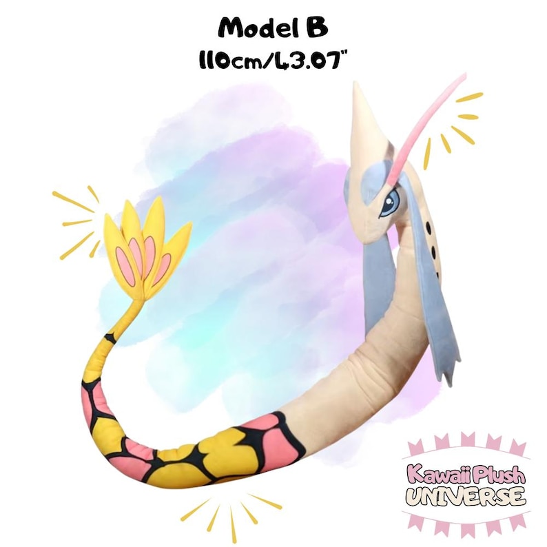 Pokemon Milotic Plush XXL - Fantasy Stuffed Animal - Anime Plush Gamer Gift B : 110cm/43.07"