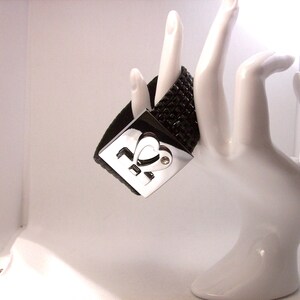 Black crystal cuff bracelet on black suede. 8 inches long and siver heart closure image 4