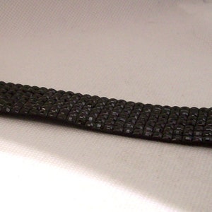 Black crystal cuff bracelet on black suede. 8 inches long and siver heart closure image 7