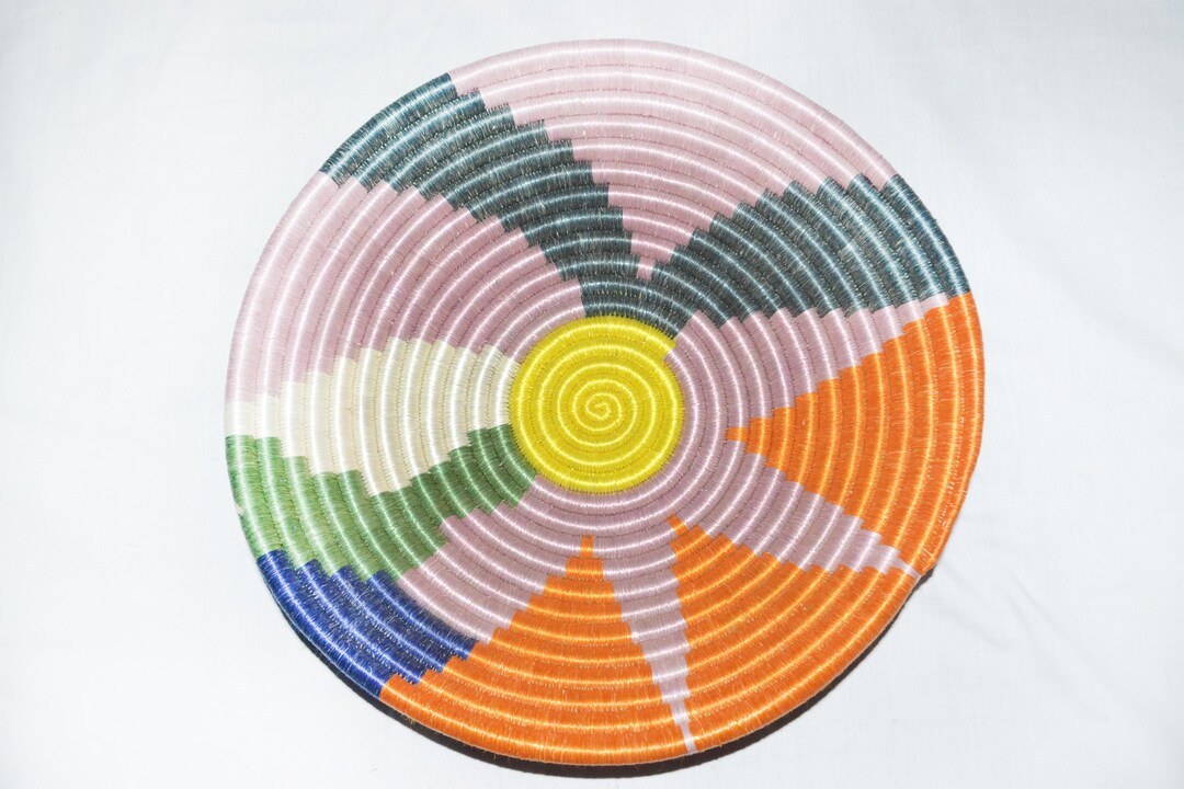 Handwoven Rwanda Agaseke Basket, Colorful African Home Decor Wall ...