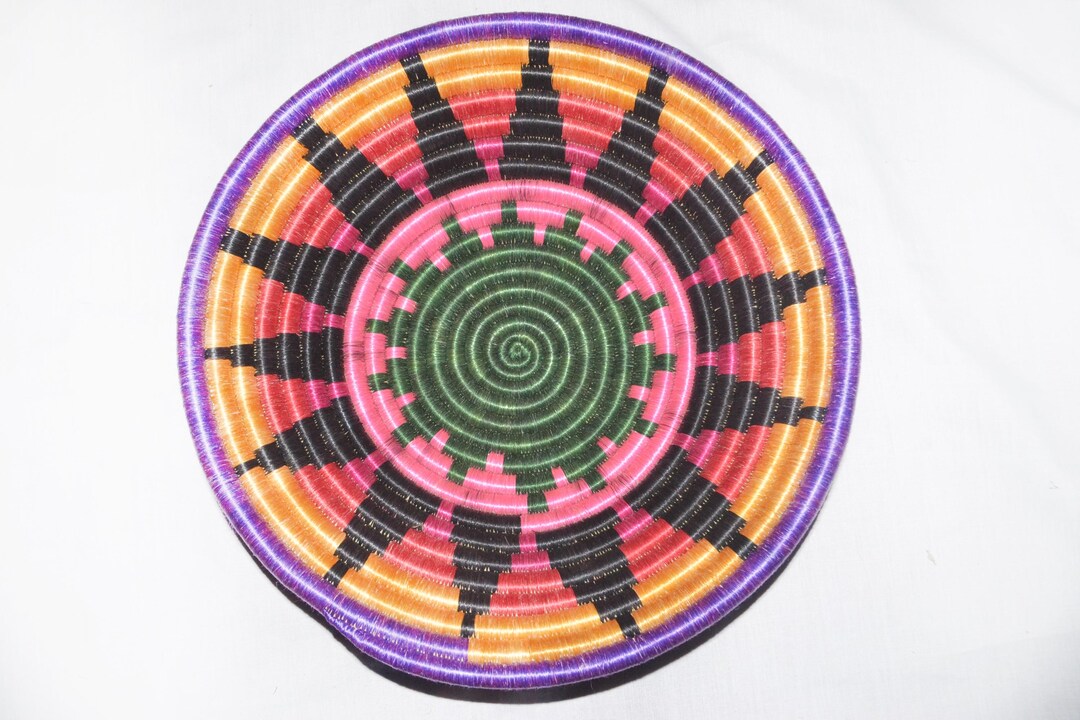 Handwoven Rwanda Agaseke Basket, Colorful African Home Decor Wall ...