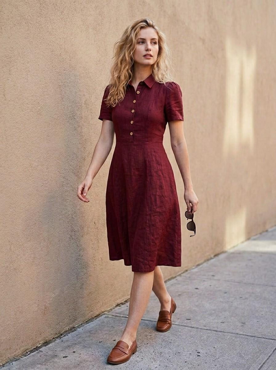knee length fit and flare dress with sleeves Fille Oversized T-Shirt Dress – Made For Her Label main image 1
