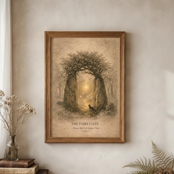 Fairy Gate Celtic Folklore Print | Mystical Woodland Portal Illustration