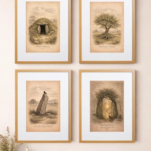 Stampa ispirata al folklore celtico e al portale fatato / Illustrazione di un portale mistico nel bosco immagine 5