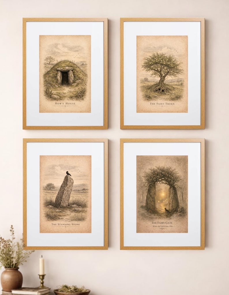 Stampa ispirata al folklore celtico e al portale fatato / Illustrazione di un portale mistico nel bosco immagine 5