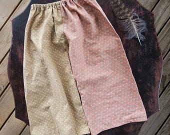 Handmade Kids Pants – Two-Tone Vintage Fabric - Elastic Waist Lightweight Unisex Baby & Toddler Trousers