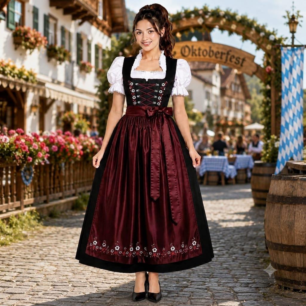 black oktoberfest dress Dirndl TOPSHOP Lace Trim Midi published_date: Material:100% Cotton Customizable Looks