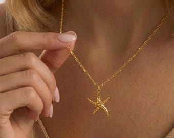Starfish Necklace, Sea Star Pendant Necklace, Beach Jewelry, Ocean Necklace, Coastal Jewelry, Summer Gift for Her, Gift for Beach Lover