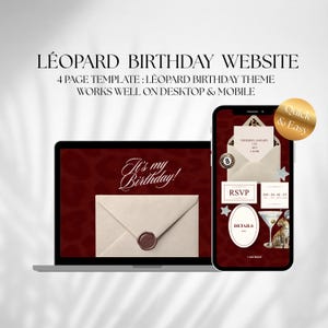 Leopard Birthday Invitation Website Template, Glam Digital Invite Editable in Canva, 21st 30th Evite with RSVP, Instant Download