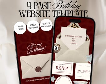 Leopard Birthday Invitation Website Template, Glam Digital Invite Editable in Canva, 21st 30th Evite with RSVP, Instant Download