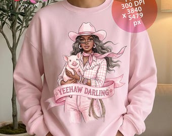 Cowgirl Ciquette PNG, design western afroamericano per sublimazione (download digitale)