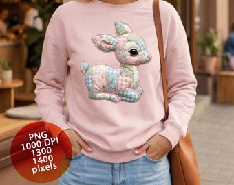 Patchwork Baby Deer PNG, Arte per bambini nel bosco, Clipart di animali (download digitale)