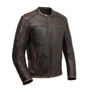 Rider Club - Herren Leder Motorradjacke | Weihnachten & Erntedank Geschenk für Ihn, Jungen, Ehemann, Vater, Sohn, Freunde | Winter Biker Mantel