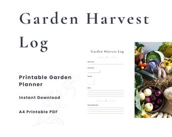 Registro de cosecha de jardín imprimible / Rastreador de cosecha de jardín / Registro de cosecha de vegetales / Planificador de jardín imprimible / Hoja de registro de cosecha
