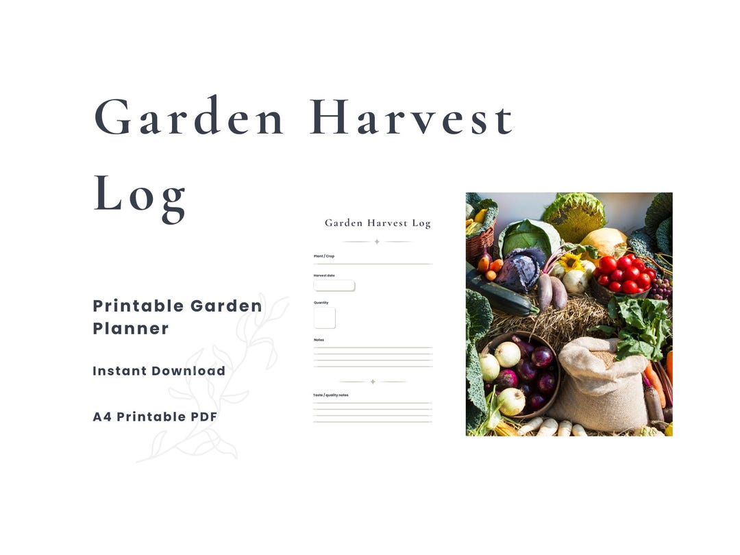Garden Harvest Log Printable | Garden Harvest Tracker | Vegetable ...