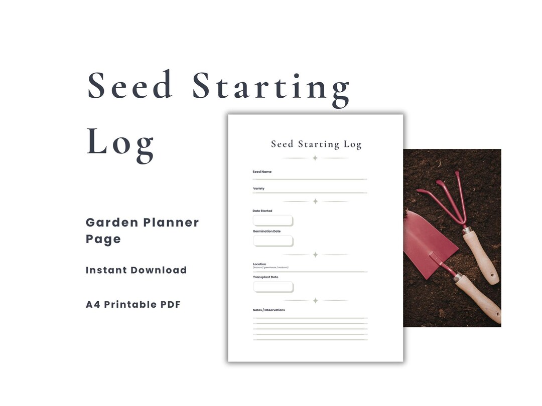 Seed Starting Log | Printable Garden Planner | Seed Tracker | Gardening ...