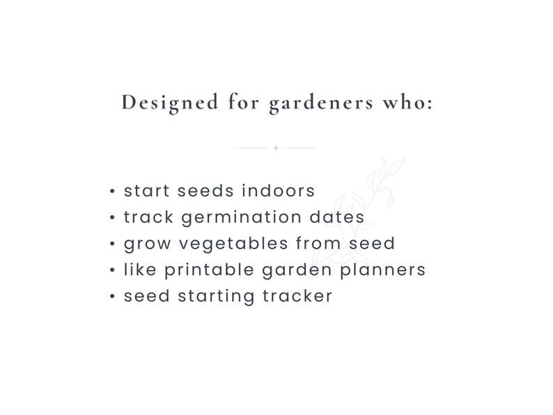 Seed Starting Log | Printable Garden Planner | Seed Tracker | Gardening ...