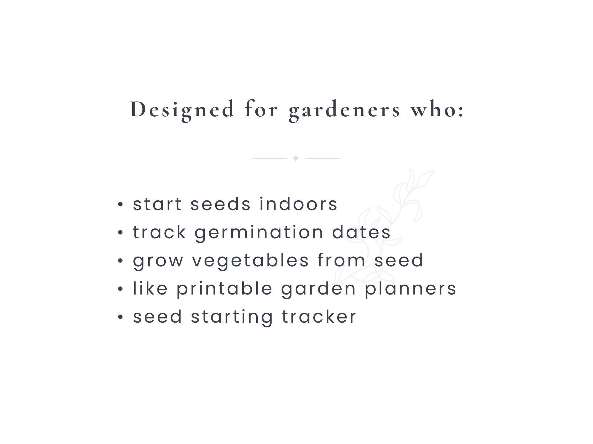 Seed Starting Log | Printable Garden Planner | Seed Tracker | Gardening ...