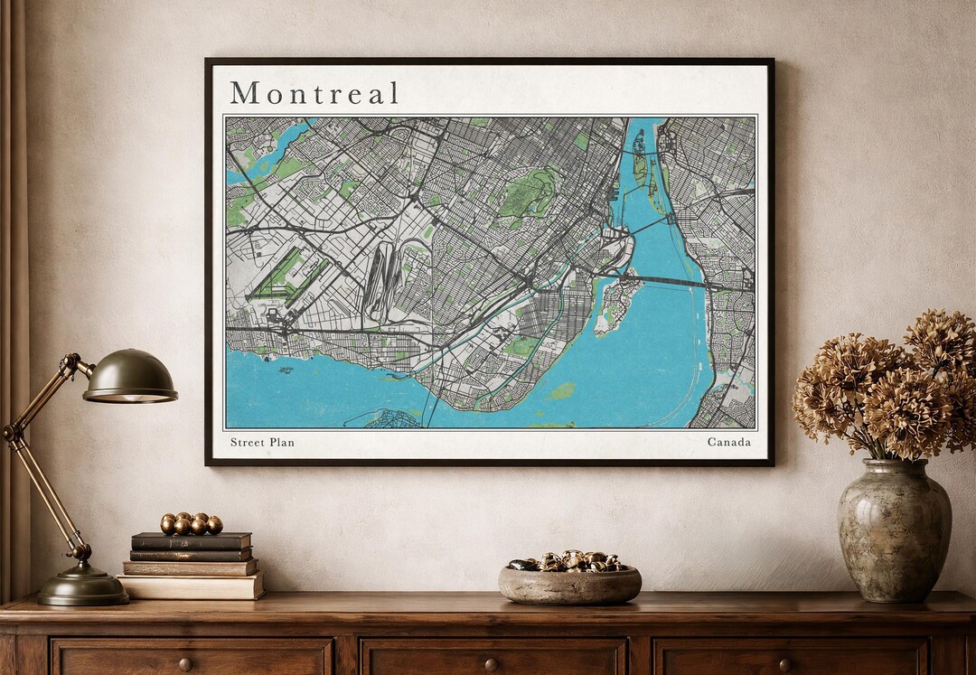 Montreal Map Poster - Subtle Texture, Classic Wall Decor - Etsy