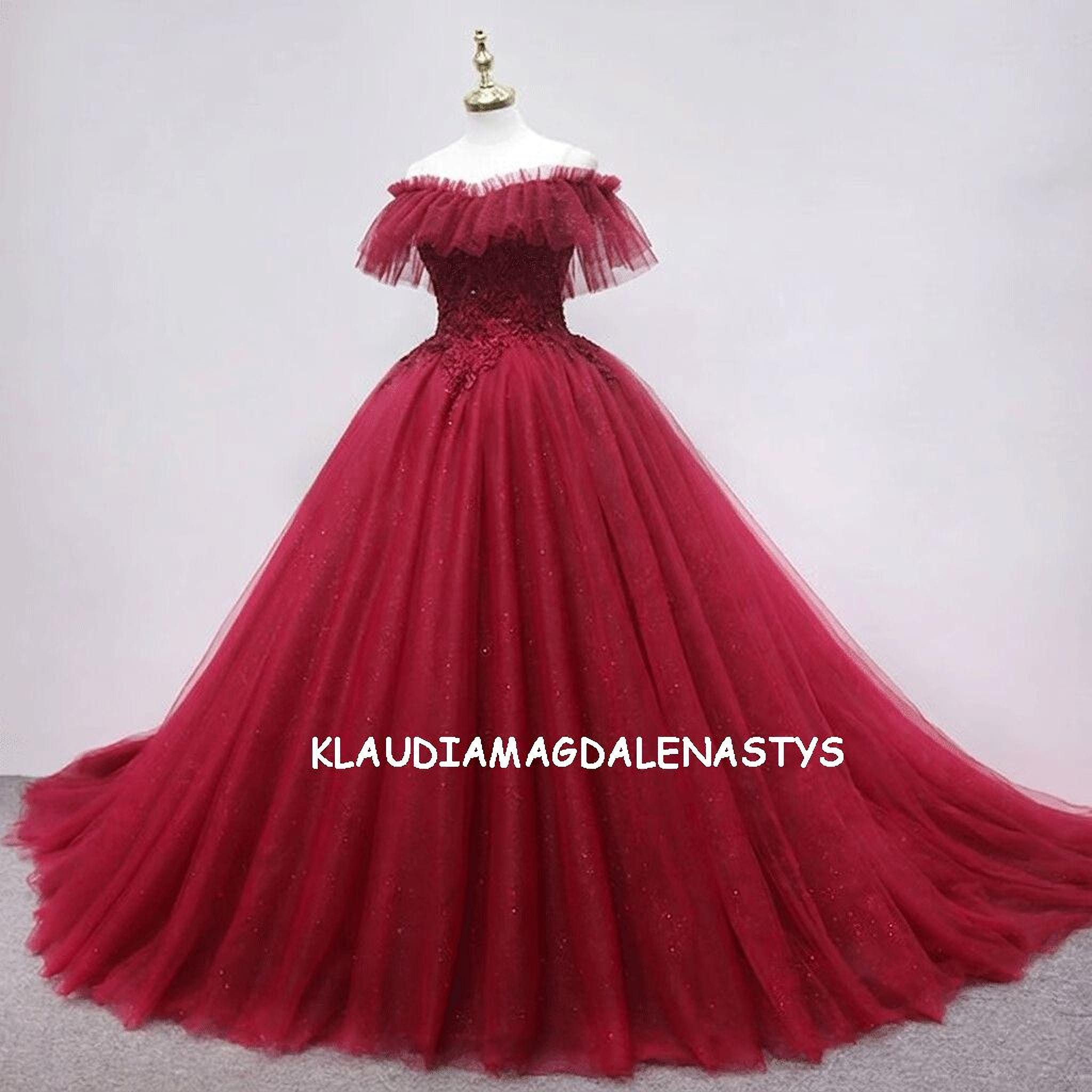 Burgundy off Shoulder Dress - Etsy