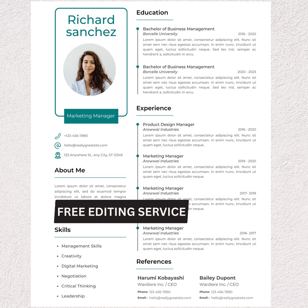 Modern Creative Resume Template | Canva Editable CV (instant Download ...