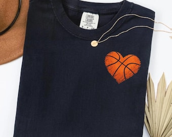Comfort Colors® Basketball Heart Shirt, Cute Basketball Mom Shirt, Gift For Basketball Lover