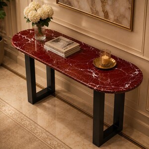 Luxury Rosso Levanto Marble Console Table Handmade Modern Stone Entryway Console Table Custom Hallway Accent Table