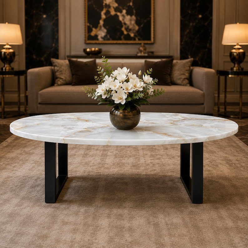Contemporary White Onyx living room coffee table
Custom handmade White Onyx marble coffee table