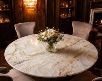 Luxury Round Marble Dining Table with Pedestal Base Modern Elegant Dining Room Table Contemporary Stone Top Furniture Decor