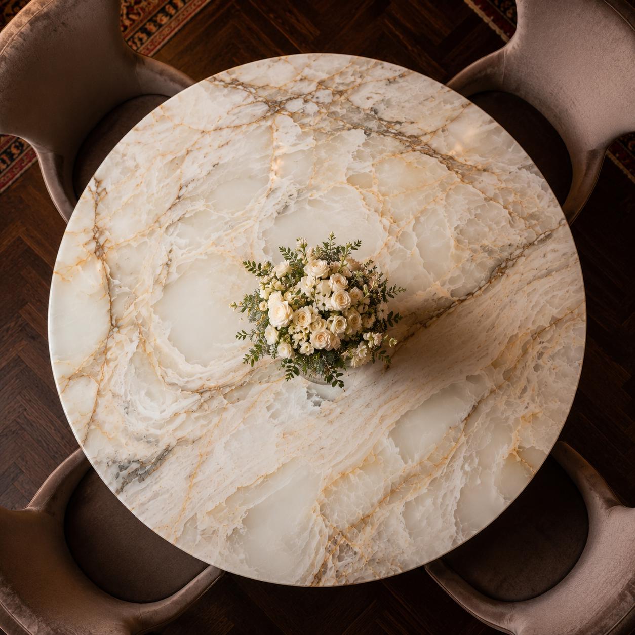 Luxury Round Marble Dining Table With Pedestal Base Modern Elegant ...