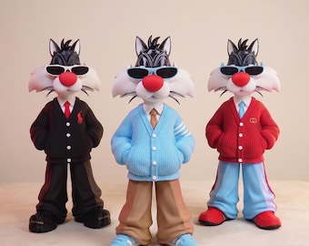 ルーニーテューンズ　ソフビフィギュアシリーズ　バックスバニーとシルベスターセット ヴィンテージ ルーニー・テューンズ クリスマス フィギュア