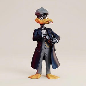 Eendengangsterbeeldje | Geïnspireerd op een cartoonfiguur | Handgemaakte decoratie voor op een plank | Nostalgisch cadeau voor verzamelaars | Daffy Duck Peaky Blinders