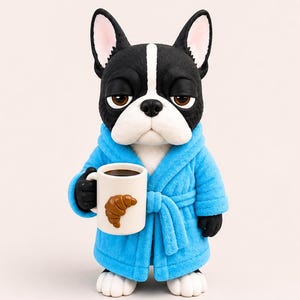 French Bulldog Morning Mood | 18cm 3D Printed French Bulldog Figurine | Coffee Mug Desk Decor | Funny Frenchie Gift | Dog Lover Gift