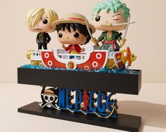Supporto per esporre le statuette Funko di One Piece della linea Kinder Joy – Scaffale a forma di nave di Cappello di Paglia, organizer per oggetti da collezione anime