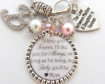 Mother DAUGHTER Jewelry, Bride to be Gift- Single Mom Gift-Bridal Bouquet-I"ll love you forever like you always-To daughter from Mom, Mother