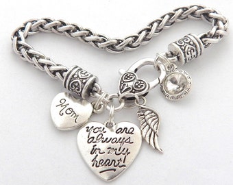 Memorial Bracelet, Sympathy Gift Mother, SYMPATHY BRACELET, Loss of mom, Mom, Remembrance Bracelet, In memory of, You are always in my heart