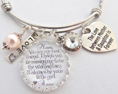MOTHER Daughter Gift-Mother of the Bride Gift-Wedding Keepsake-Charm BRACELET-Handwriting Jewelry-Glass Dome Bangle-Holiday Wedding Gift