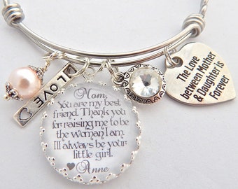 MUTTER der BRAUT Geschenk-Personalisierte Mama Hochzeitsgeschenke -Mutter Tochter-Hochzeitserinnchen-Charm-Armband-Geschenk für Mama, Mutterhochzeiten Geschenk