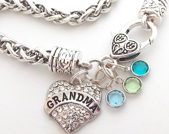 FAMILY BIRTHSTONE BRACELET for Grandmother Grandma Mimi Oma Gigi Mom Grandchildren's Birthstone Jewelry, Gift from Daughter Mothers Day Nana