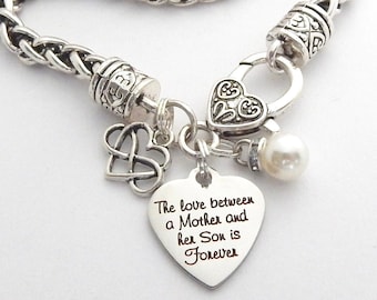 MOTHER SON Bracelet Gift for Mom, Mothers Day Bracelet, Love between a Mother and Son is Forever, Gift from Son, step son, from Son in law