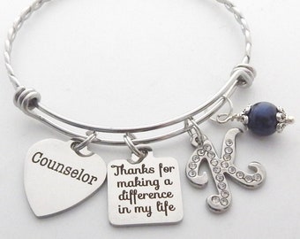 Counselor Gift, Therapist Gift, Mental Health Advisor Jewelry, Counselor Bracelet, thank you gift, Thanks for making a difference in my life