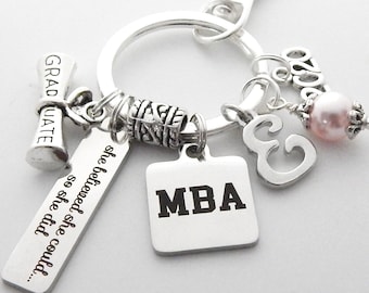 MBA Gift, Mba Graduation Keychain, Mba Keyring, Mba Science Accounting Gift, College Graduation, Doctor of Philosophy, University Graduate