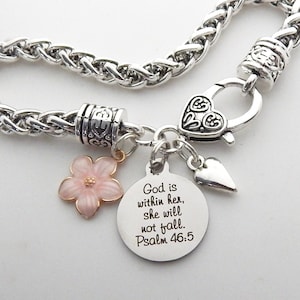 PSALM 46:5 Scripture Jewelry, Bible Verse Bracelet, RELIGIOUS Gift, God is within her  Christian Jewelry, Encouragement Gift Faith