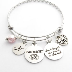 Psychologist Gift, 2024 Psychology Graduation Bracelet, Psychologist Jewelry, Child School Psychology Major, College Therapist Gift, Social