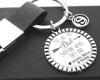 FATHERS DAY Gift from Kids to Dad-PERSONALIZED Mens Keychain-Custom Father Gifts, Anniversary Gift Father Keychain-Best seller Gift for Dad