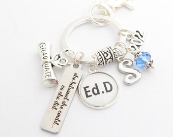 ED.D Gift, Doctor of Education, Ed d Graduation Doctorate Keychain, PERSONALIZED Ed.d Keyring, FINSHED D Grad, University Graduate, Ph.d