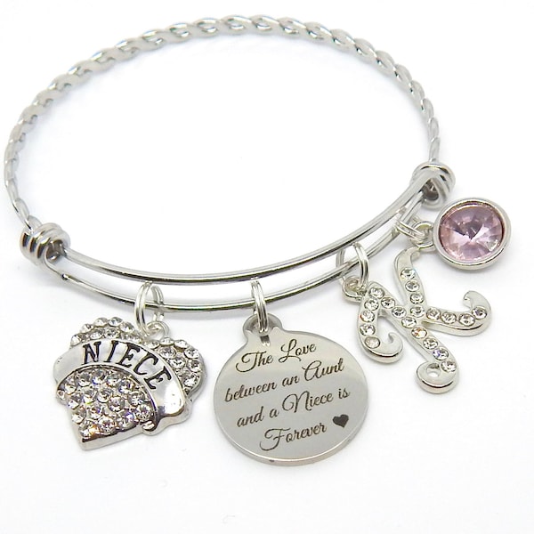 NIECE GIFT- Niece BRACELET-Niece Jewelry-Gift from Aunt-Gifts for Nieces-The love between aunt and niece, Niece Quote charm bracelet