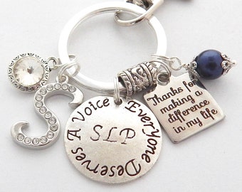 Speech Language Pathologist KEYCHAIN-SLP Gifts-Slp-Boss Day Jewelry-Personalized-Preceptor-Custom Slp gift-Thanks for making a difference