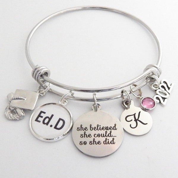 ED.D Gift, Doctor of Education, Ed d Graduation Doctorate Bracelet, PERSONALIZED Ed.d Jewelry, PH D Grad, University English Major Graduate