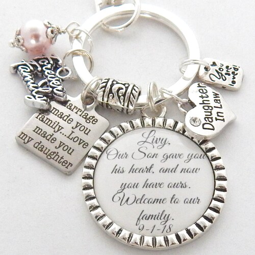 Mother In Law Gift Of Love You Are Always In My Heart Silver Charm Keychain 
